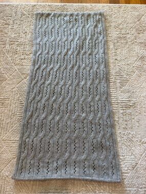 Celeste Wool Cashmere Angora Cable Knit Infinity Scarf Gray